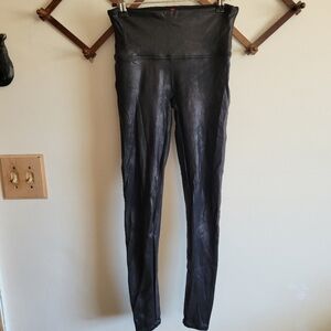 Spanx Faux Leather Full Length Legging Tights Black Metalic M Medium